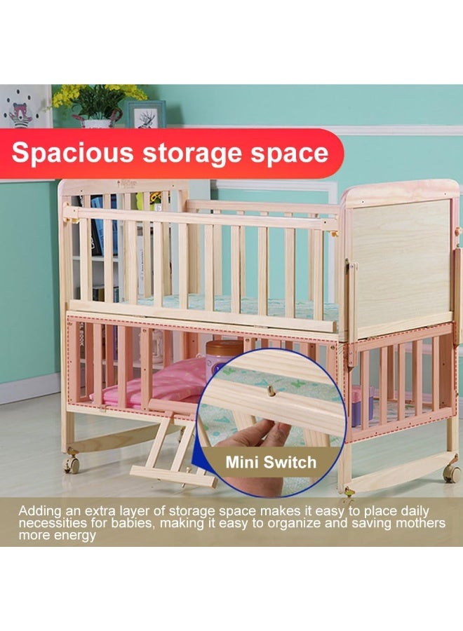 DOOKOO Baby Bedside Crib, Premium Baby Bed, Wooden Newborn Bedside Bassinet, Infant Nursery Bedding for Boys and Girls with Mattress, Mosquito Net, Cartoon Quilt and Sheet, Mattress - Image 5