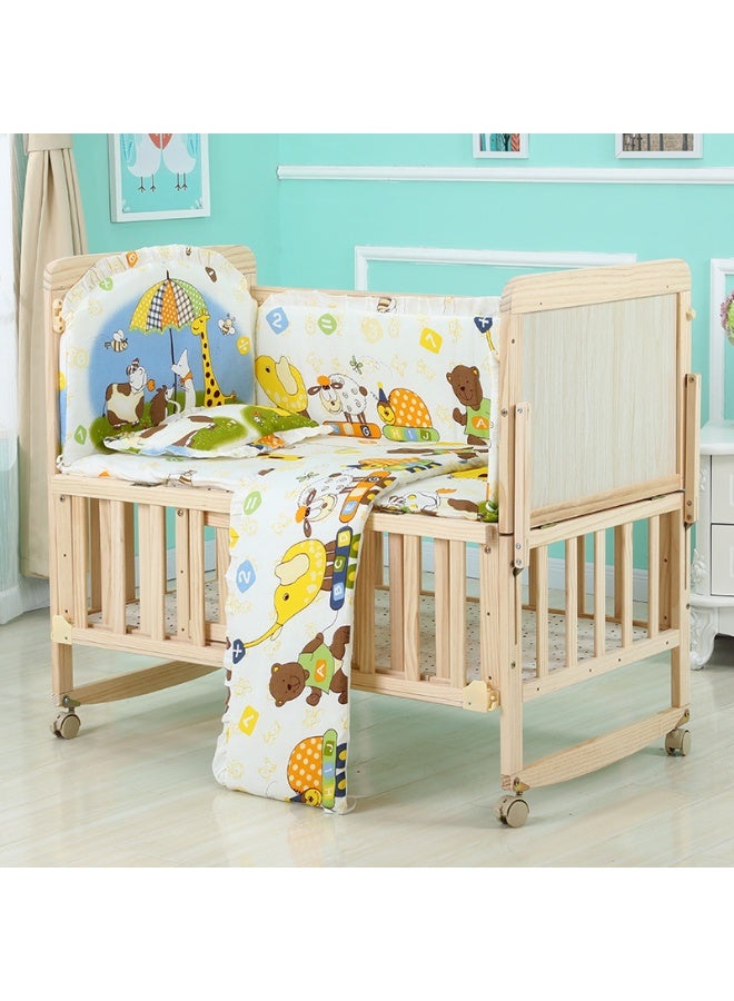 DOOKOO Baby Bedside Crib, Premium Baby Bed, Wooden Newborn Bedside Bassinet, Infant Nursery Bedding for Boys and Girls with Mattress, Mosquito Net, Cartoon Quilt and Sheet, Mattress - Image 1