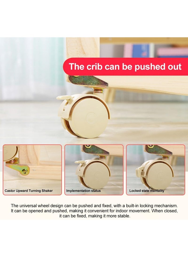 DOOKOO Baby Bedside Crib, Premium Baby Bed, Wooden Newborn Bedside Bassinet, Infant Nursery Bedding for Boys and Girls with Mattress, Mosquito Net, Cartoon Quilt and Sheet, Mattress - Image 4