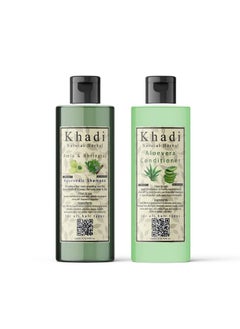 Khadi Natural Herbal Paraben Free Amlabringraj Shampoo And Aloevera Conditioner Combo Pack (Each 200 Ml)  - Image 1