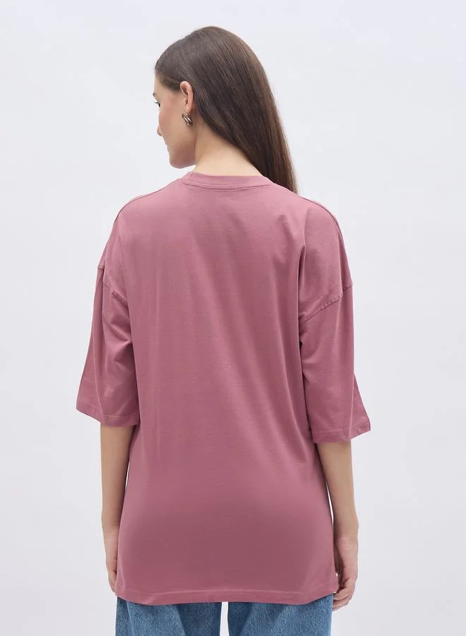 Styli Styli Embroidered Slogan Oversized T-Shirt