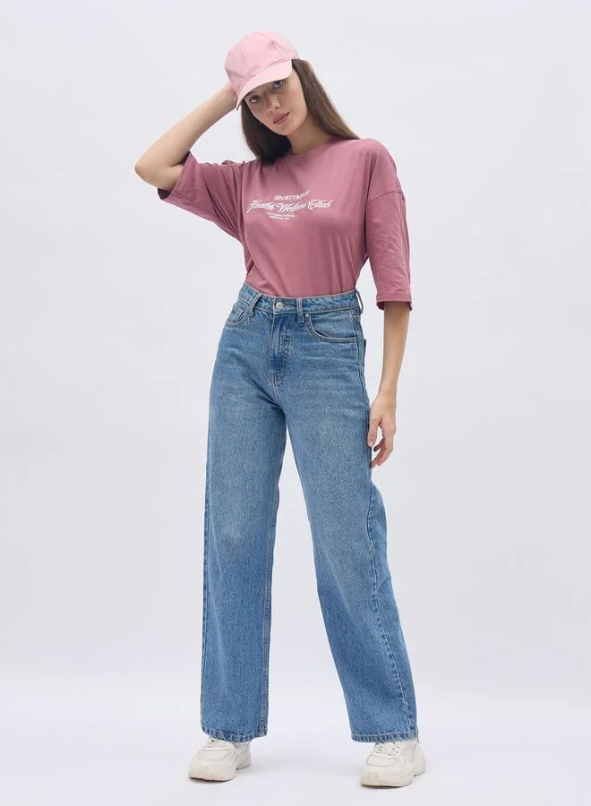 Styli Styli Embroidered Slogan Oversized T-Shirt