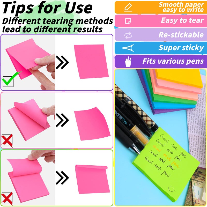 Oleitodh 100 Pack Sticky Notes Bulk 3 x 3 in Self-Stick Note Pads Colorful Posted Note in 20 Colors Adhesive Paper Memo 50 Sheets/Pad Easy to Post for Office Home School Meetings Notebook Wall Door Window - Image 3