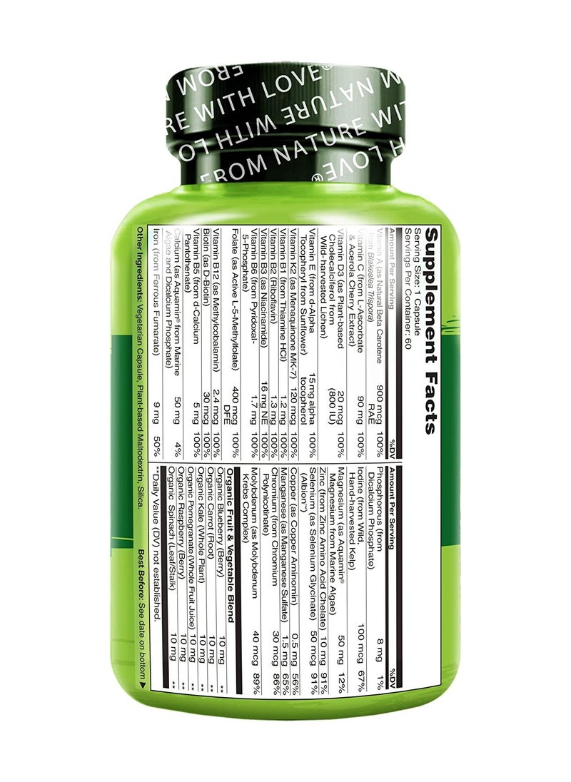 NATURELO - One Daily Multivitamin For Women 60 Vegetarian Capsules Dietary Supplement Formulated To Support Energy,Immune & Bone Health - Image 1