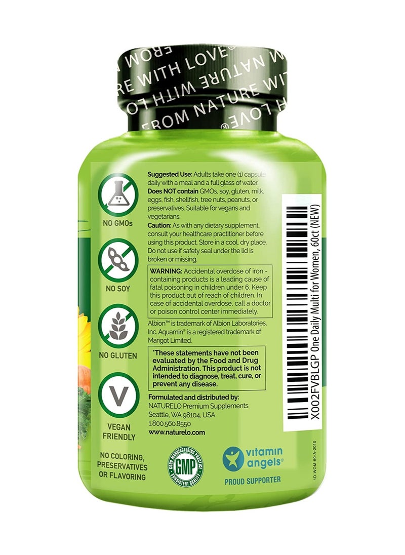 NATURELO - One Daily Multivitamin For Women 60 Vegetarian Capsules Dietary Supplement Formulated To Support Energy,Immune & Bone Health - Image 1