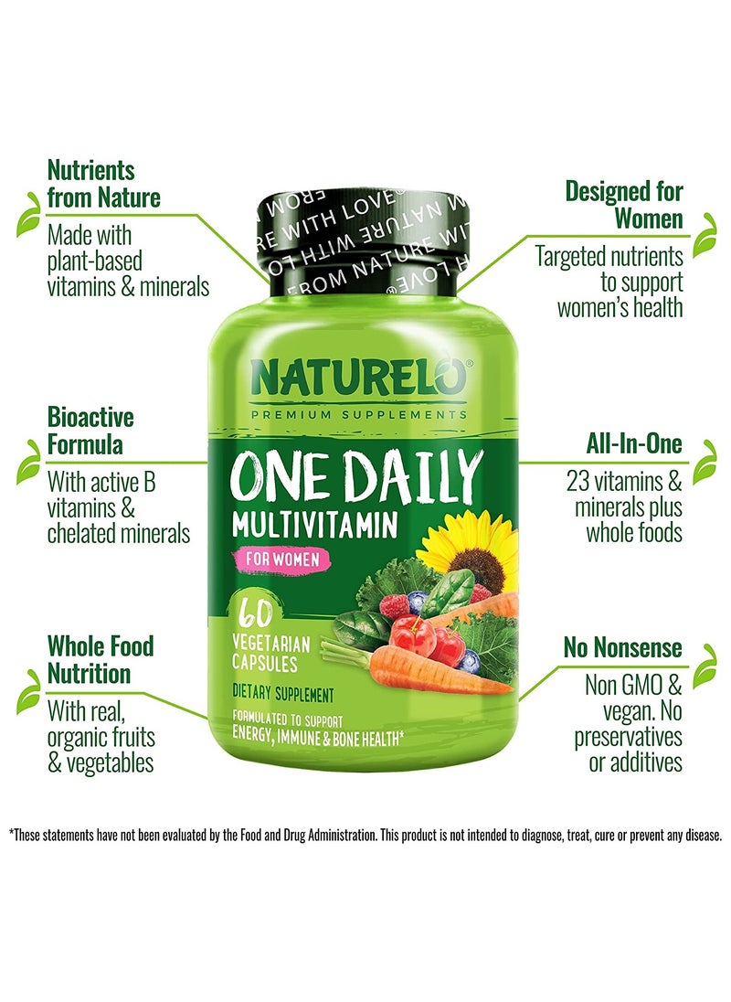 NATURELO - One Daily Multivitamin For Women 60 Vegetarian Capsules Dietary Supplement Formulated To Support Energy,Immune & Bone Health - Image 1