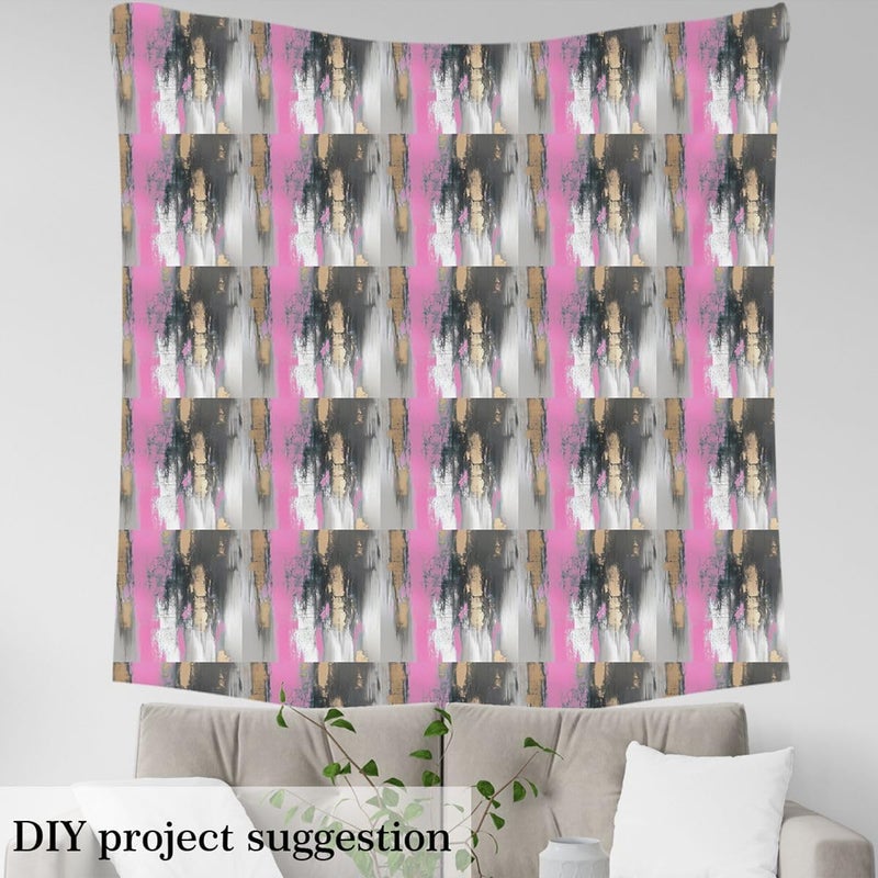 Erosebridal Pink Black Graffiti Fabric By the Yard Abstract Modern Girly Room Decor Upholstery Fabric Contemporary Artistic Decorative Fabrics Geometric Retro Art DIY Art,5 Yards - Image 3