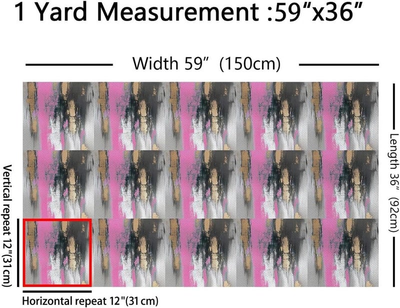 Erosebridal Pink Black Graffiti Fabric By the Yard Abstract Modern Girly Room Decor Upholstery Fabric Contemporary Artistic Decorative Fabrics Geometric Retro Art DIY Art,5 Yards - Image 2