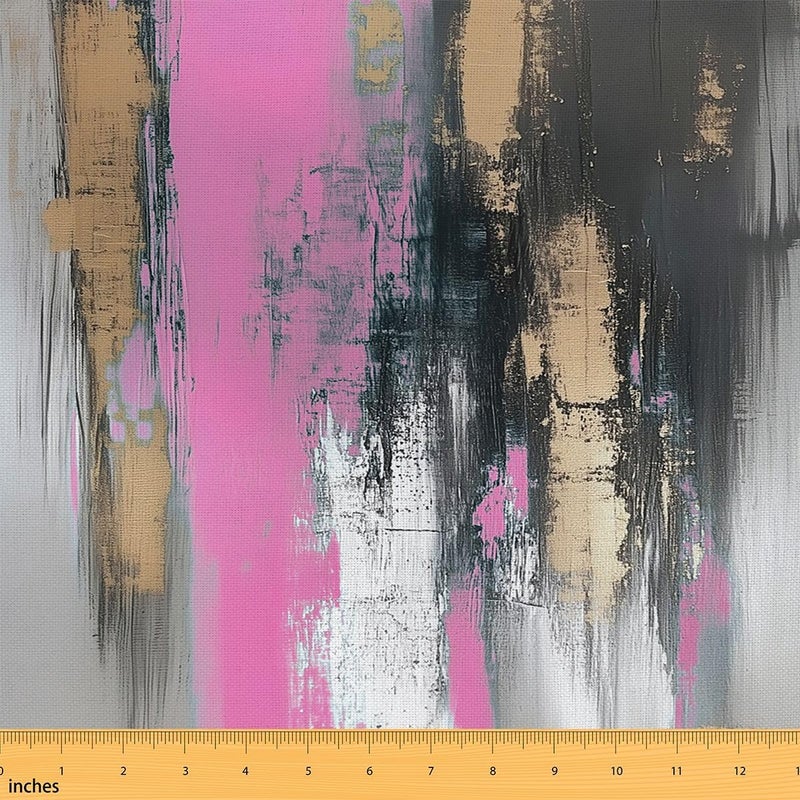 Erosebridal Pink Black Graffiti Fabric By the Yard Abstract Modern Girly Room Decor Upholstery Fabric Contemporary Artistic Decorative Fabrics Geometric Retro Art DIY Art,5 Yards - Image 1