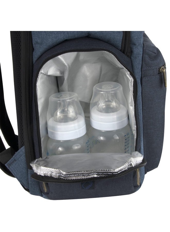 Fisher-Price Fisher-Price Multi-Pocket Multifunction Baby Essentials Travel Diaper Bag Backpack with Matching Changing Pad, Insulated Bottle Pocket, Wipes Case and Stroller Straps in Large Unisex Blue River - Image 4