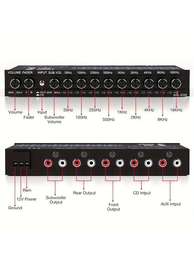 Upgraded 9 Band Car Audio Equalizer USB Powered 12V Universal Fit Graphic Tuning - Image 4