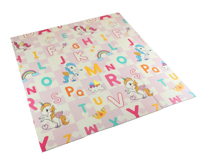 Vic Kid® Baby Play Mat/Foldable Crawling Mat/Medium Size Foam/Double Sides Multi-Purpose Water Proof. (5.8 X 5.15Ft) (Side A- Fly Horse + Pink Elephant)… - Image 1