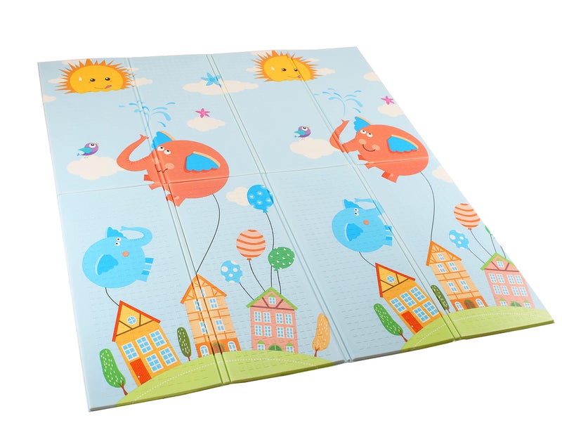 Vic Kid® Baby Play Mat/Foldable Crawling Mat/Medium Size Foam/Double Sides Multi-Purpose Water Proof. (5.8 X 5.15Ft) (Side A- Fly Horse + Pink Elephant)… - Image 2