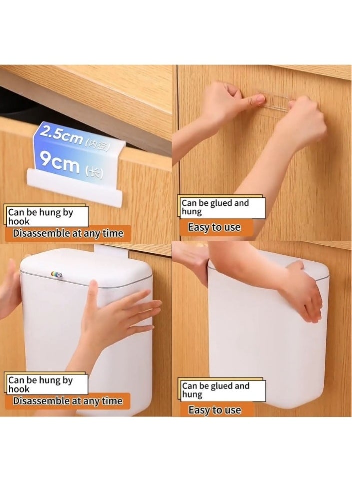 LL - 10L Hanging Kitchen Trash Can – Under-Sink Cabinet Door Waste Bin, Wall-Mounted Space-Saving Mini Garbage & Compost Bin with Sliding & Flip-Up Odor-Sealing Lid, Durable ABS Plastic - Image 1
