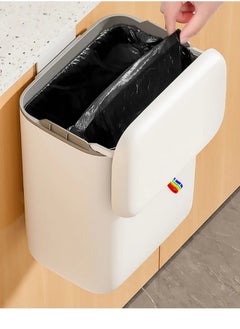 LL 10L Hanging Kitchen Trash Can – Under-Sink Cabinet Door Waste Bin, Wall-Mounted Space-Saving Mini Garbage & Compost Bin with Sliding & Flip-Up Odor-Sealing Lid, Durable ABS Plastic  - Image 4