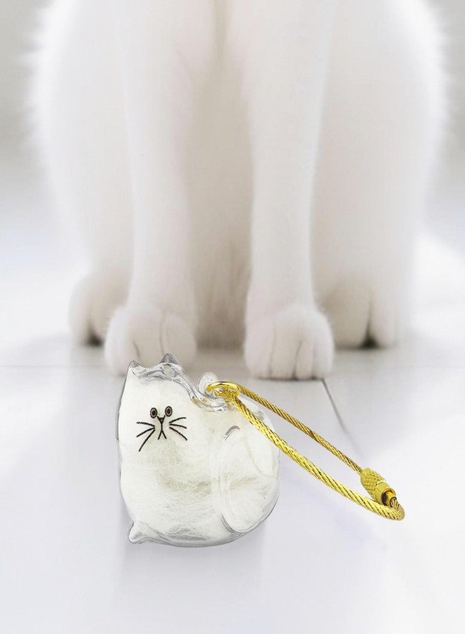 ZPSOX Cat Hair Keychain, 2Pcs Cat Hair Storage Bottle，Pet Fur Keepsake,Pet Hair Storage/Memorial Keychain,Cute Pet Memorial Gifts,[E Model] - Image 2