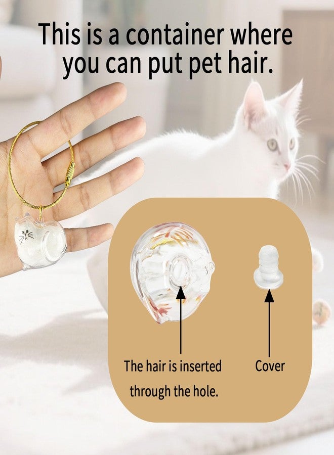 ZPSOX Cat Hair Keychain, 2Pcs Cat Hair Storage Bottle，Pet Fur Keepsake,Pet Hair Storage/Memorial Keychain,Cute Pet Memorial Gifts,[E Model] - Image 4