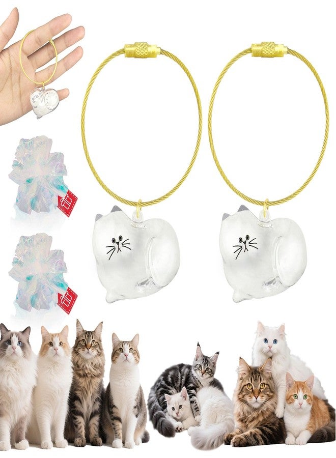 ZPSOX Cat Hair Keychain, 2Pcs Cat Hair Storage Bottle，Pet Fur Keepsake,Pet Hair Storage/Memorial Keychain,Cute Pet Memorial Gifts,[E Model] - Image 1