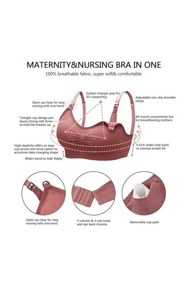 Nursing Bra 5 Pack Womens Maternity Breastfeeding Bra Seamless Wireless Sleep Bra with Bra Extenders - Image 2