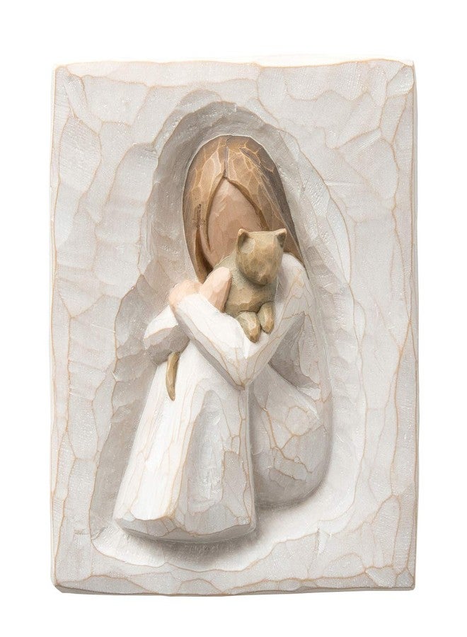Willow Tree Comfort, an Embrace of Comfort and Love, an Expression of Friendship and Love of Cats in Carved Bas-Relief, Sculpted Hand-Painted Plaque - Image 1