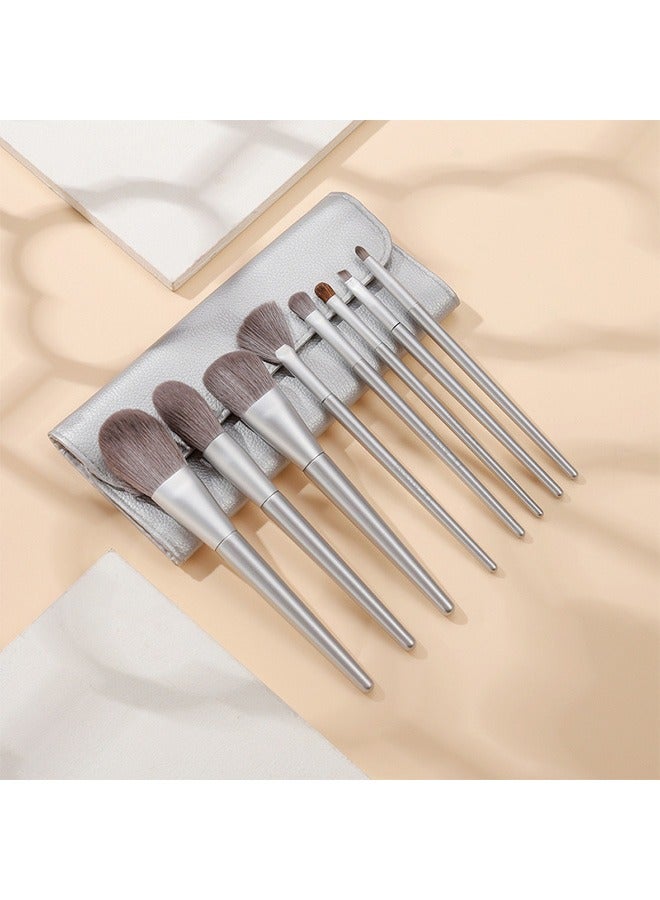 general 8 Piece Makeup Brush Set with PU Bag Milk Tea Color - Image 3