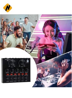 HuHa Microphone,Live Sound Card & BM800 Suspension Microphone Kit Broadcasting Recording Condenser Microphone Set Intelligent Volume Audio Mixer Sound Card for Computer PC Live Sound  - Image 3