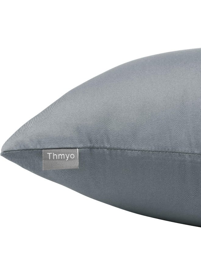 Thmyo Thmyo 4Pack 100 Cotton Comfortable Solid Decorative Throw Pillow Case Square Cushion Cover Pillowcase Sublimation Blank Pillow Covers DIY Throw Pillowcase for Sofa18x18 inch 45x45cmDark Grey  - Image 2