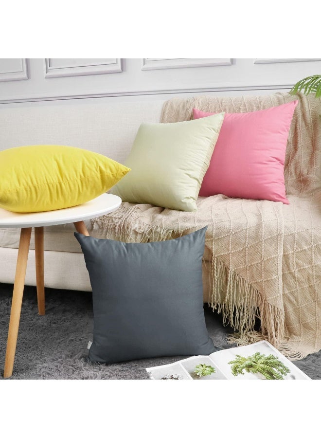 Thmyo Thmyo 4Pack 100 Cotton Comfortable Solid Decorative Throw Pillow Case Square Cushion Cover Pillowcase Sublimation Blank Pillow Covers DIY Throw Pillowcase for Sofa18x18 inch 45x45cmDark Grey  - Image 5