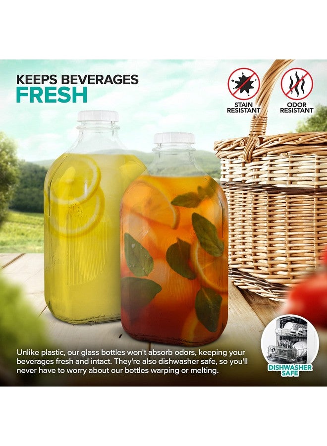 Stock Your Home Stock Your Home 64-Oz Glass Milk Jugs with Caps (2 Pack) - 64 Ounce Food Grade Glass Bottles - Dishwasher Safe - Bottles for Milk, Buttermilk, Honey, Tomato Sauce, Jam, Barbecue Sauce - Image 4