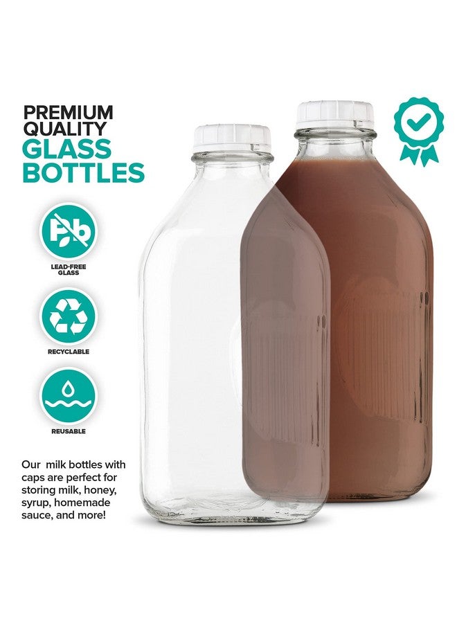 Stock Your Home Stock Your Home 64-Oz Glass Milk Jugs with Caps (2 Pack) - 64 Ounce Food Grade Glass Bottles - Dishwasher Safe - Bottles for Milk, Buttermilk, Honey, Tomato Sauce, Jam, Barbecue Sauce - Image 2