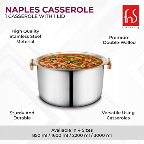 FNS Marbella Stainless Steel Double Walled Insulated Designer Casserole with Lid | Marbel Finsh | Odour Free | BPA Free | Ideal for Curry Rice Chappati | Easy to Carry | Easy to Store (3000ml) - Image 3