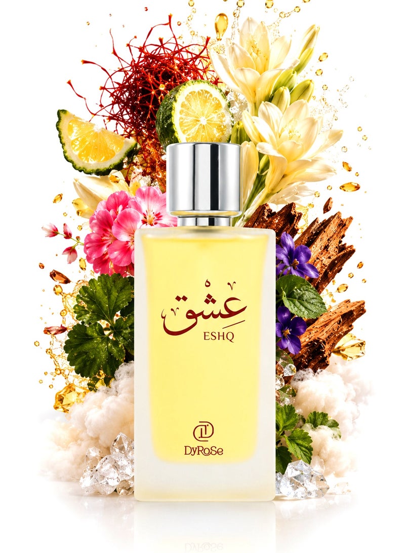 Dyrose Eshq Eau De Perfume 100ml | Luxury Unisex Perfume with Saffron, Tuberose & White Musk | Long Lasting Signature Fragrance - Image 1