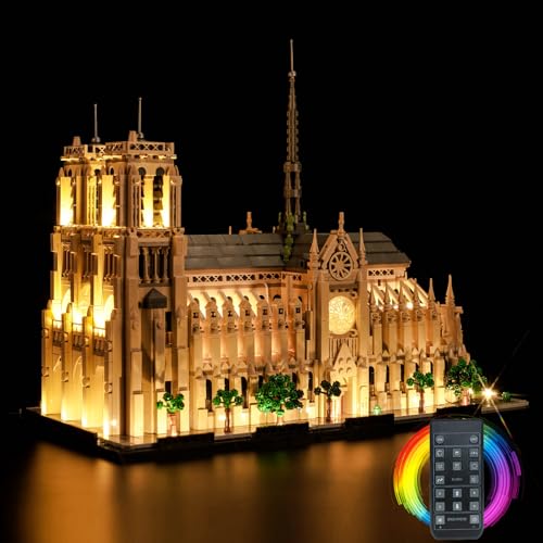 LocoLee Light Kit Compatible with Lego Notre Dame Cathedral Architecture 21061 Creative Lighting Set Accessories Compatible with Lego Paris Notre Dame 21061 Set No Models Only Light RC Version - Image 1