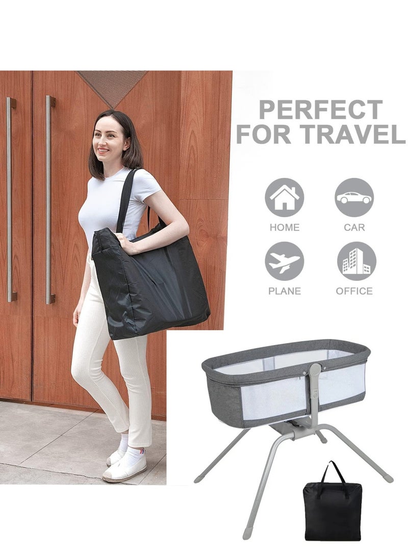 ماس سرير سفر للأطفال 3 في 1 مع مرتبة من 0 إلى 9 كجم قابل للطي مع نظام هزاز وتعديل المرتبة لإمالة وضعية الطفل تجميع سريع مع حقيبة سفر متضمنة خفيف للغاية - Image 3