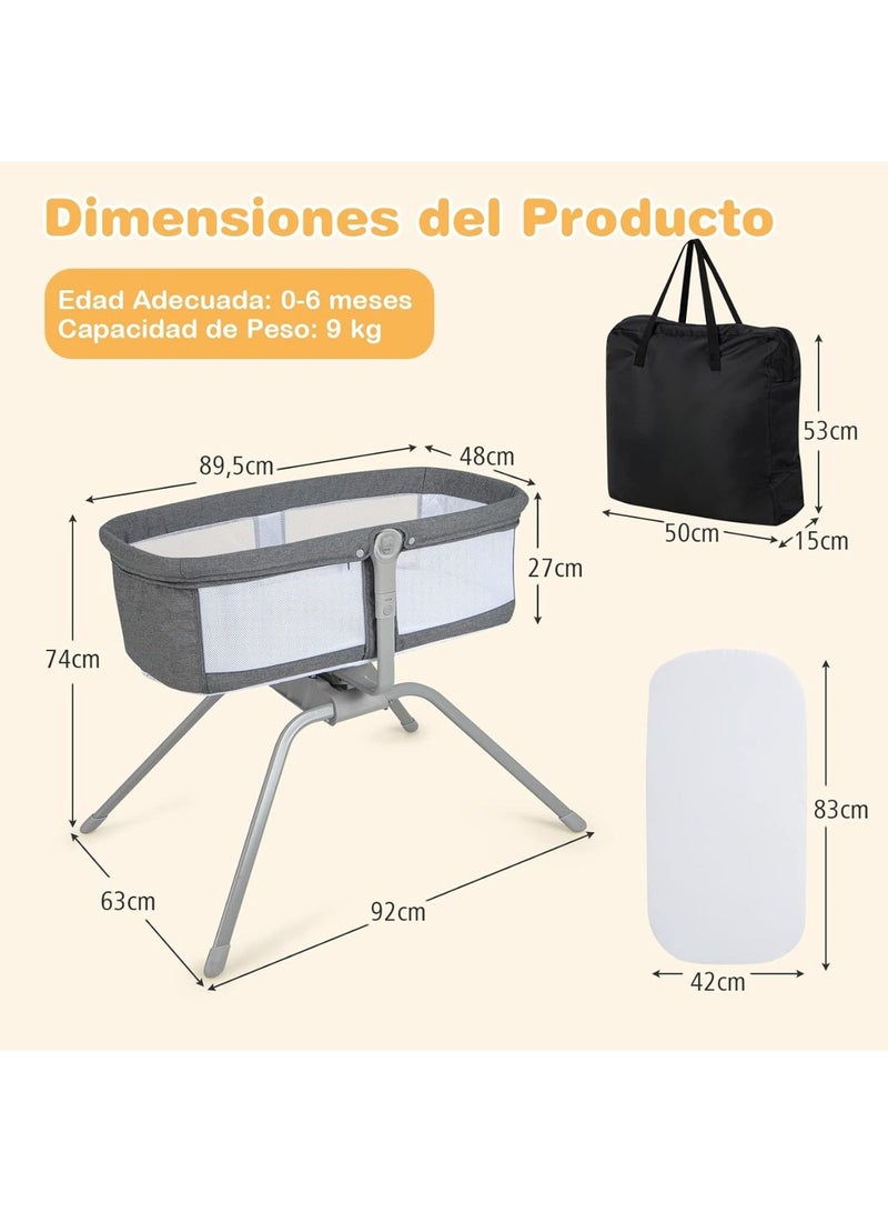 MAAS 3-In-1 Baby Travel Bed With Mattress 0 - 9 Kg, Foldable With Rocking System - Image 5