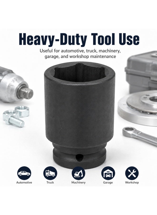 42mm Deep Impact Socket, 3/4 Inch Square Drive, 6 Point Cr-Mo Steel Heavy Duty Socket for Impact Wrench, Ratchet, Breaker Bar, Automotive & Workshop Use - Image 2