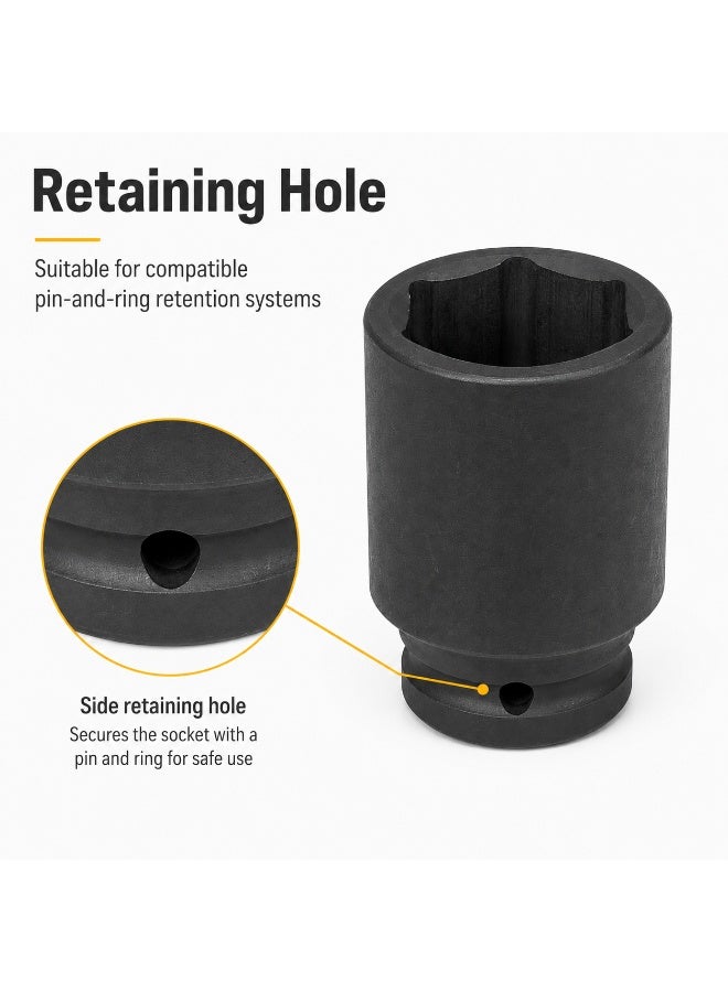 42mm Deep Impact Socket, 3/4 Inch Square Drive, 6 Point Cr-Mo Steel Heavy Duty Socket for Impact Wrench, Ratchet, Breaker Bar, Automotive & Workshop Use - Image 3