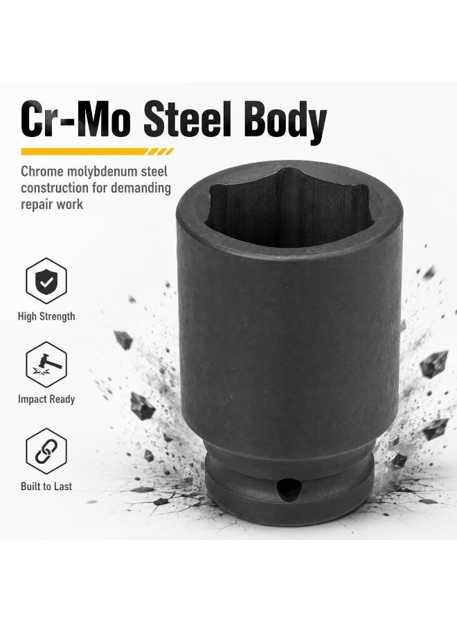 42mm Deep Impact Socket, 3/4 Inch Square Drive, 6 Point Cr-Mo Steel Heavy Duty Socket for Impact Wrench, Ratchet, Breaker Bar, Automotive & Workshop Use - Image 4