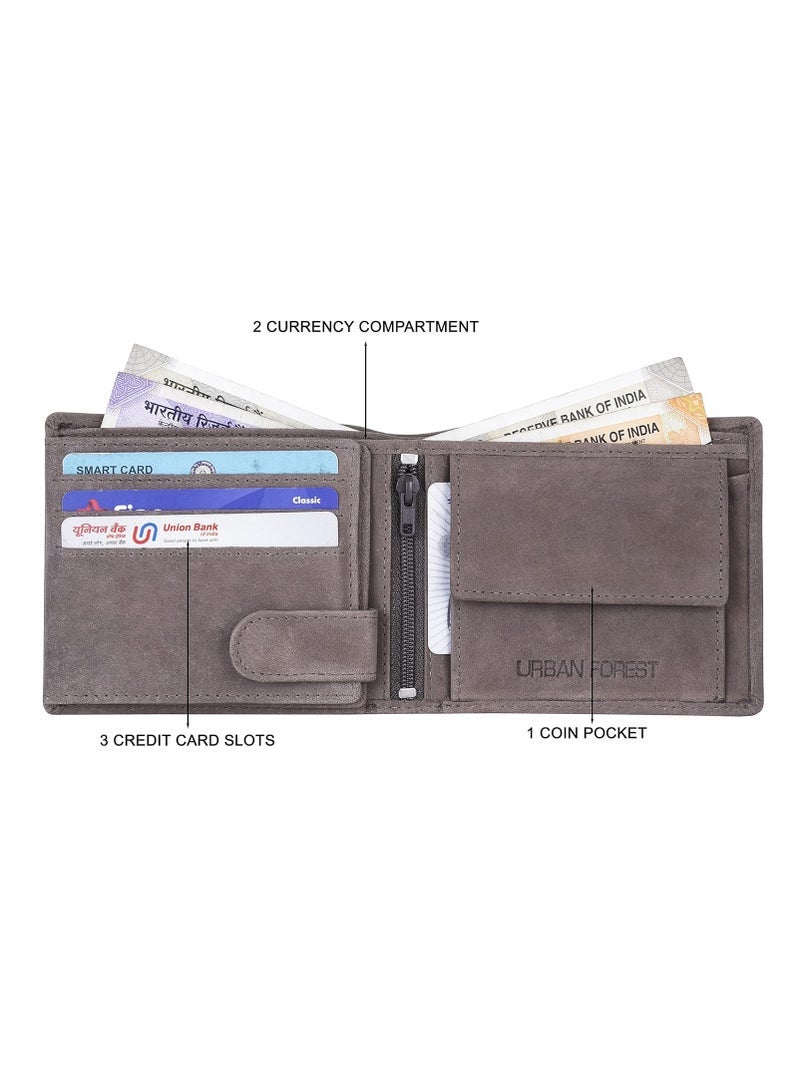 URBAN FOREST Leo Vintage Grey Leather Wallet for Men - Image 3