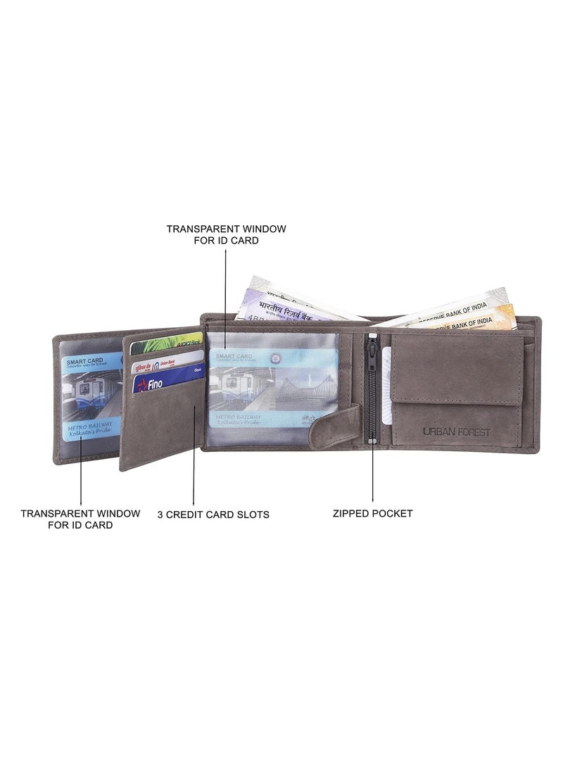 URBAN FOREST Leo Vintage Grey Leather Wallet for Men - Image 4
