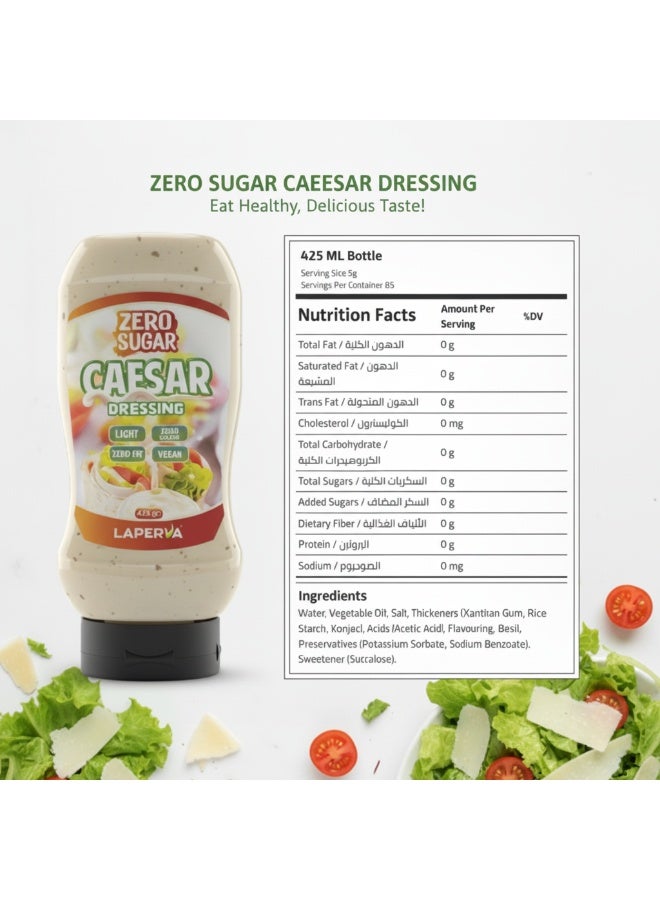 Laperva Zero Sugar Caesar Dressing Sauce 425 ml – Vegan, Low-Calorie, Diet & Keto-Friendly Salad Dressing - Image 5