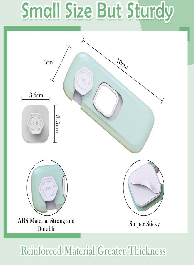 Zerolex Fridge Locks Child Proof, Refrigerator Lock, Strong Adhesive Fridge Door Lock, Easy Install Child Lock for Cupboard, Drawers, TV Cabinet, Essential Baby Safety Products, Green(Pack of-2) - Image 2