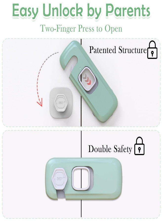Zerolex Fridge Locks Child Proof, Refrigerator Lock, Strong Adhesive Fridge Door Lock, Easy Install Child Lock for Cupboard, Drawers, TV Cabinet, Essential Baby Safety Products, Green(Pack of-2) - Image 3
