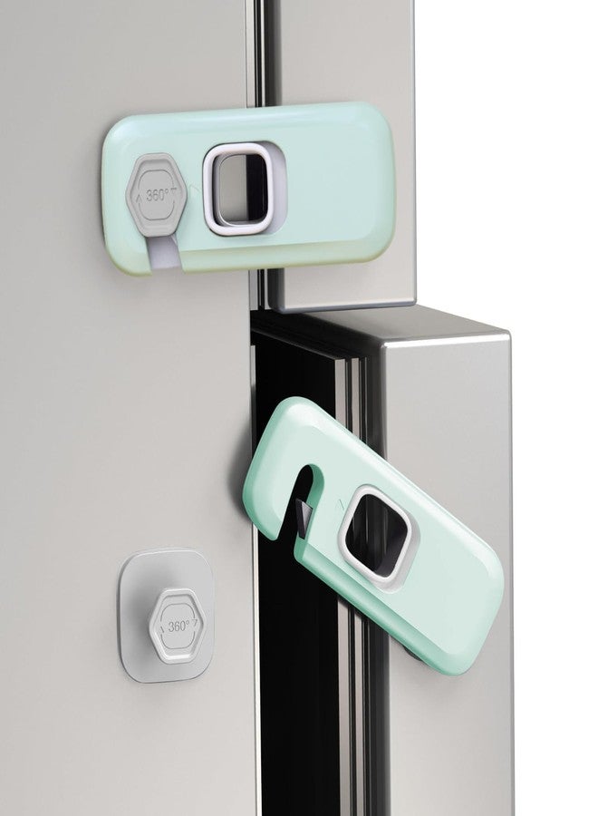 Zerolex Fridge Locks Child Proof, Refrigerator Lock, Strong Adhesive Fridge Door Lock, Easy Install Child Lock for Cupboard, Drawers, TV Cabinet, Essential Baby Safety Products, Green(Pack of-2) - Image 1