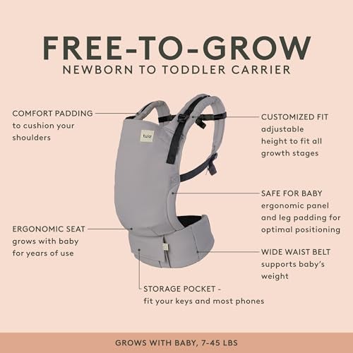 TULA Baby Tula Breathable Mesh Panel Free-to-Grow Baby Carrier - Adjustable, Comfortable, Newborn to Toddler Carrier - Ergonomic Fit for 7lbs to 45lbs - Back & Front Carry Options - Urbanista (Black) - Image 2