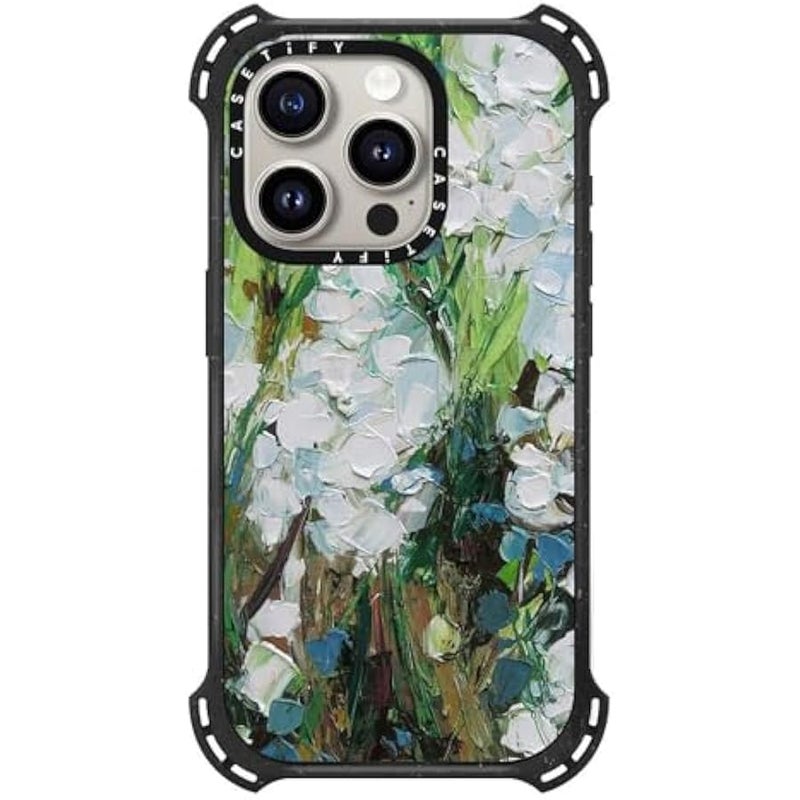 Casetify Bounce iPhone 15 Pro Case 【6X Military Grade Drop Tested / 21.3ft Drop Protection/Compatible with Magsafe】 - Wild Squill Flowers - Triple Black - Image 1