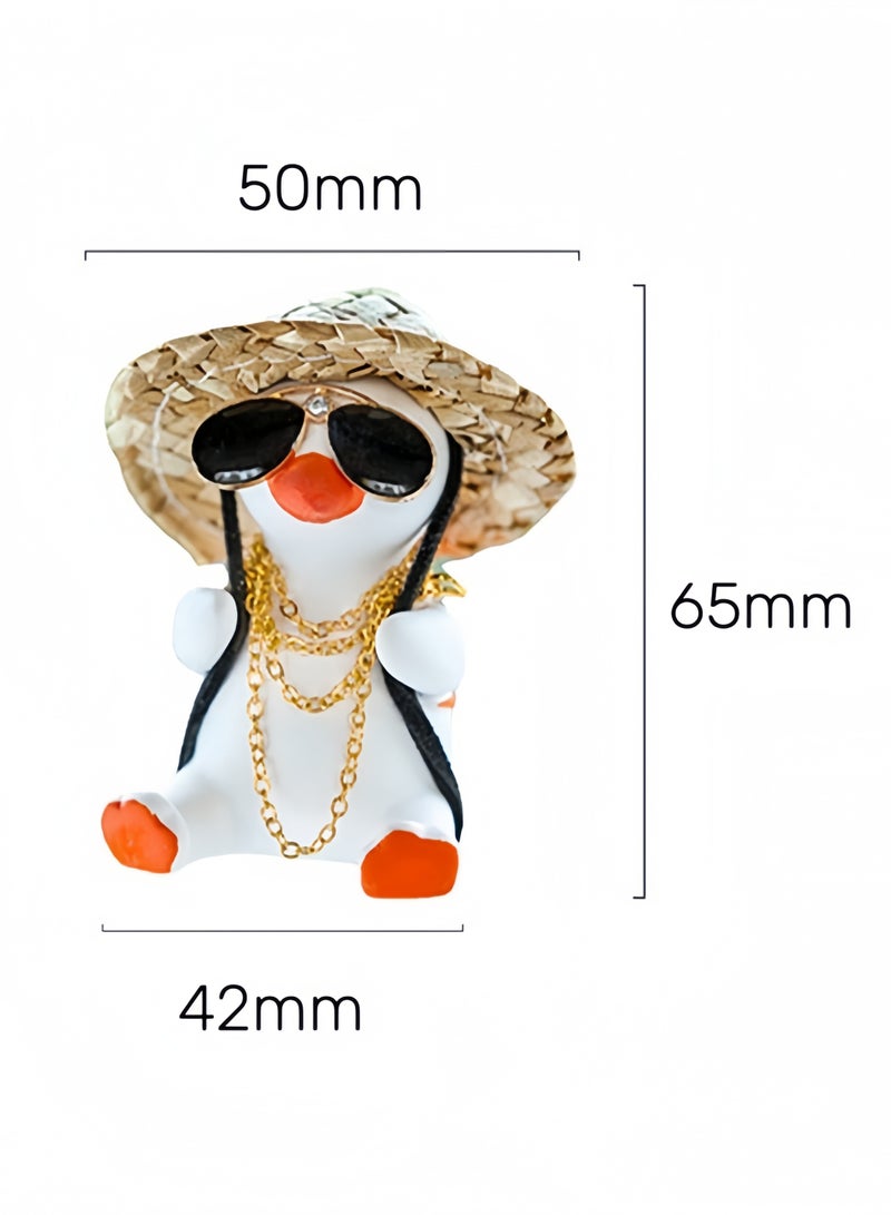 Generic Swing Duck Car Hanging Ornament, Cute Car Hanging Accessories for Rear View Mirror Car Pendant Duck Hanging Swing for Car Mirror Auto Interior Charms Decoration Straw Hat Schoolbag Style Duck Ornament  - Image 5