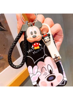Thoraya Bus Card Holder Cartoon Style Hardened Plastic Slip Cover Round Corner Badge Holder for Bus Meal Employee Card Card Holder,Hand Strap, Doll Mouse Boy  - Image 2