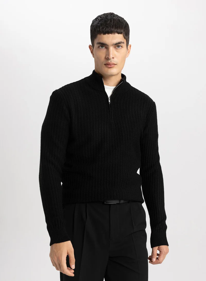 DeFacto Standard Fit Half Zipper Knit Sweater