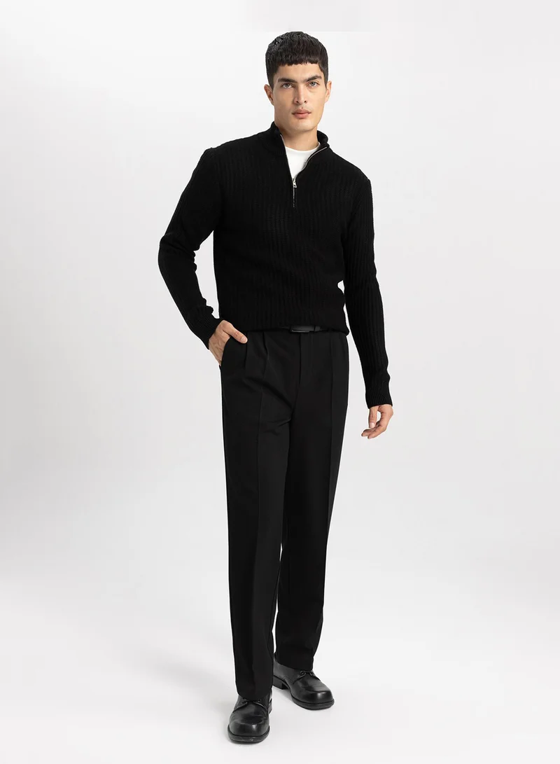 DeFacto Standard Fit Half Zipper Knit Sweater